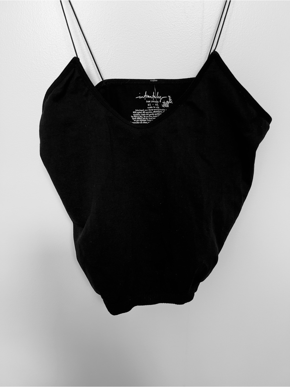 Free People Intimay Black Spaghetti- Strap Tank Top